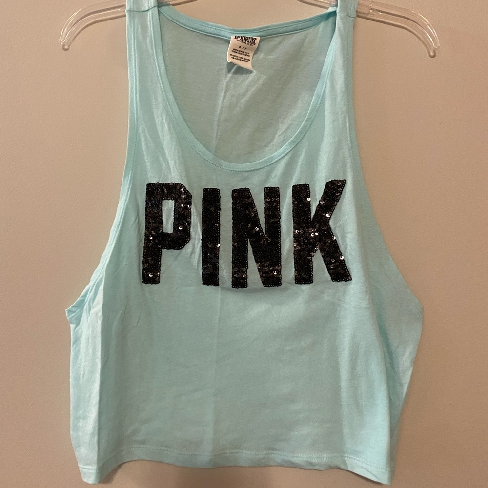 PINK Cropped Sequin tank